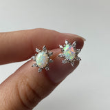 Opal & Diamond Starburst Earrings