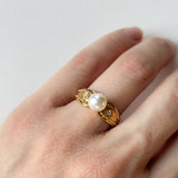 Vintage Beaded Pearl Trilogy Ring