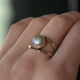 Vintage Duo Band Pearl Ring