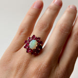 Vintage Opal & Ruby Halo Ring