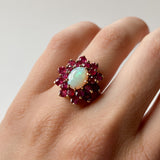 Vintage Opal & Ruby Halo Ring