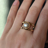 Vintage Duo Band Pearl Ring