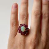Vintage Opal & Ruby Halo Ring