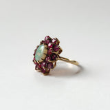 Vintage Opal & Ruby Halo Ring