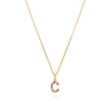 Rainbow Sapphire Initial Necklace