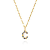 Oceanic Blue Sapphire Initial Necklace