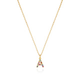 Rainbow Sapphire Initial Necklace
