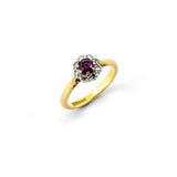 Deco Ruby Diamond Halo Ring