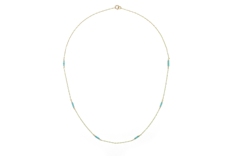 Tubular Turquoise Grace Necklace - 9ct Gold