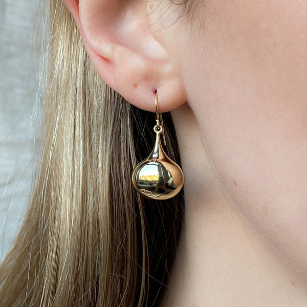 Vintage Golden Dome Drop Earrings