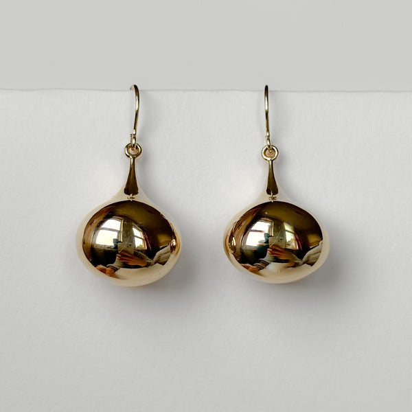 Vintage Golden Dome Drop Earrings