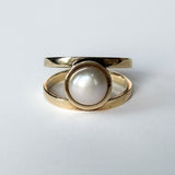 Vintage Duo Band Pearl Ring