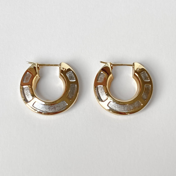 Vintage Bi-Colour Disc Hoop Earrings