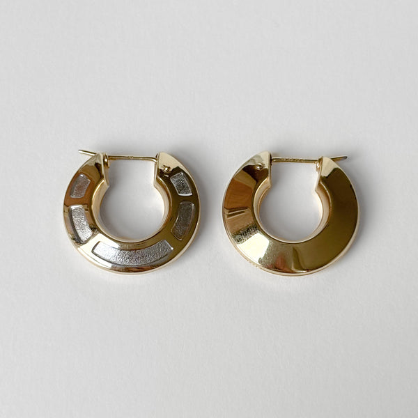 Vintage Bi-Colour Disc Hoop Earrings