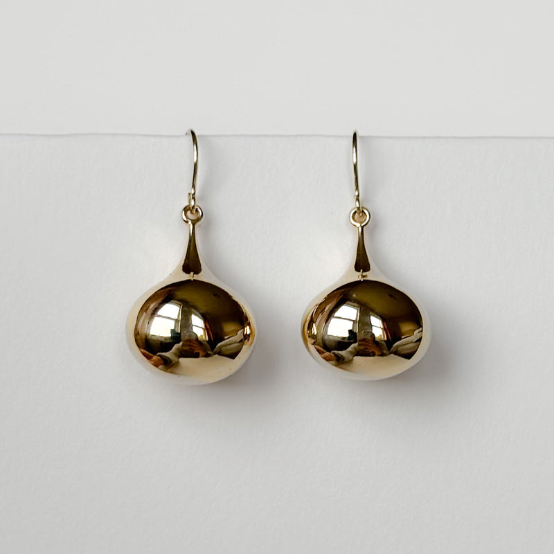 Vintage Golden Dome Drop Earrings