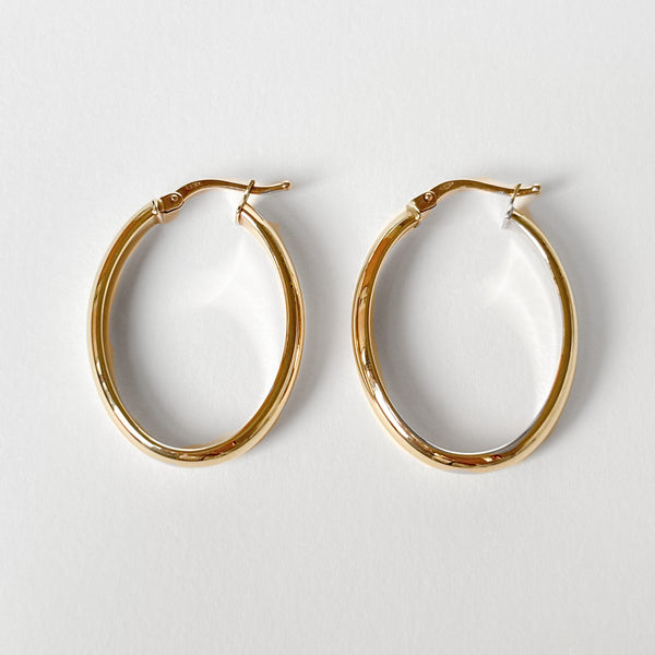 Vintage Large Oval Hoop Earrings