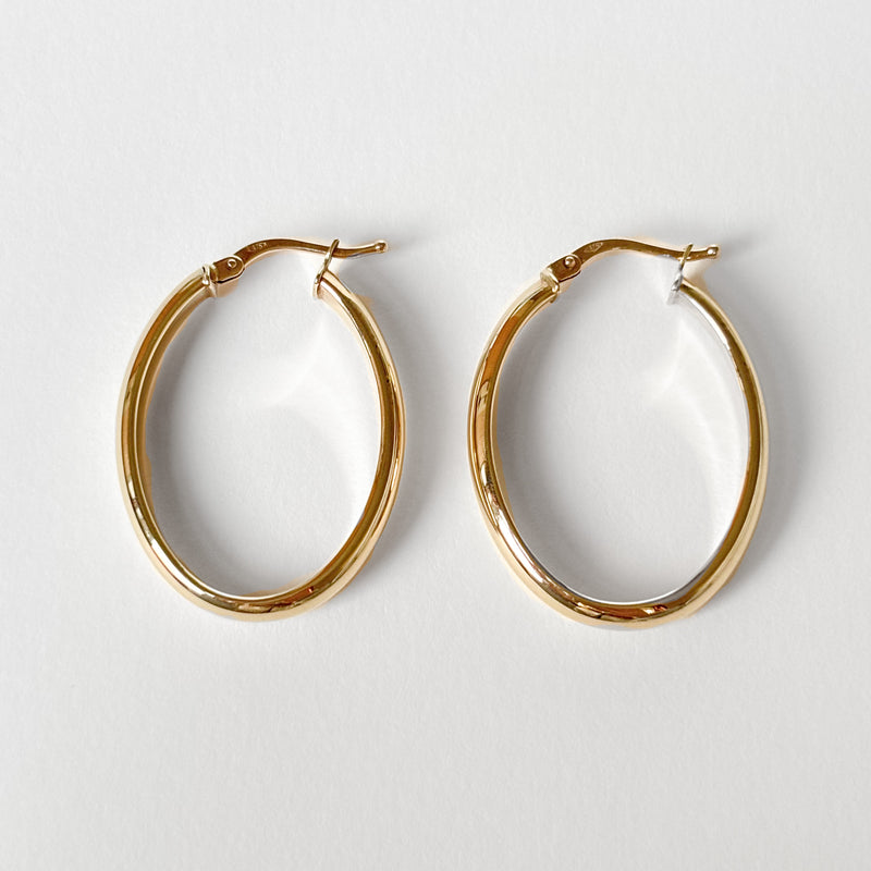 Vintage Large Oval Hoop Earrings