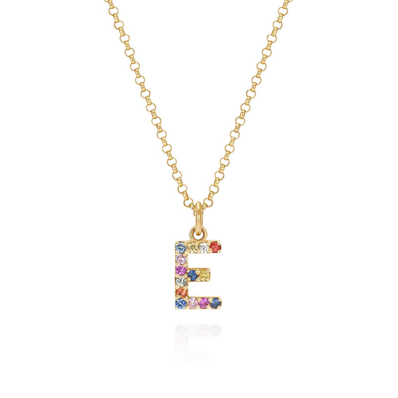 Rainbow Sapphire Initial Necklace