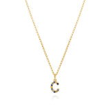 Oceanic Blue Sapphire Initial Necklace