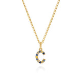 Oceanic Blue Sapphire Initial Necklace