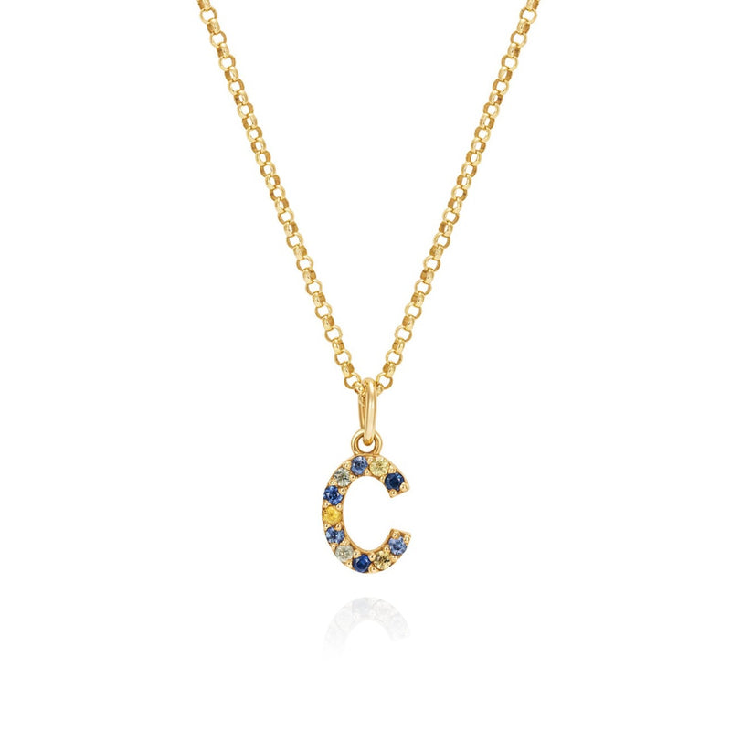 Oceanic Blue Sapphire Initial Necklace