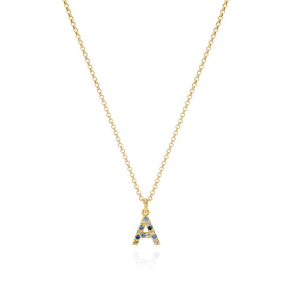 Oceanic Blue Sapphire Initial Necklace