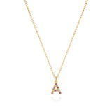 Blush Pink Sapphire Initial Necklace