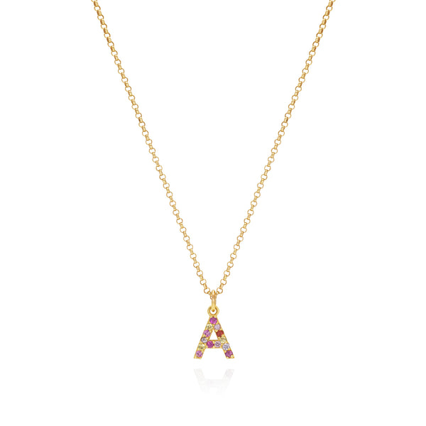 Blush Pink Sapphire Initial Necklace