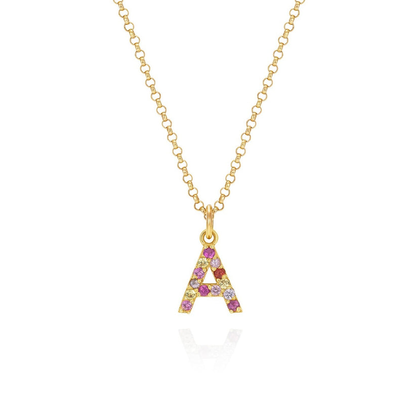 Blush Pink Sapphire Initial Necklace