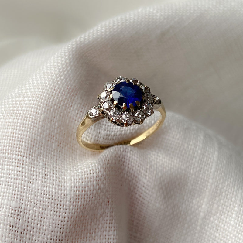 Edwardian Sapphire Halo Ring