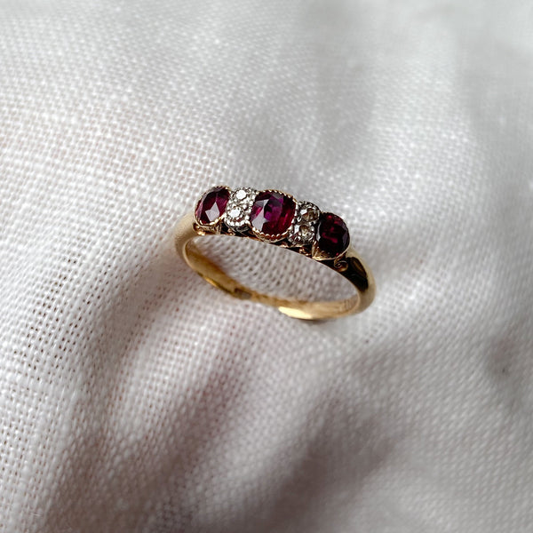 Ruby & Diamond Scroll Ring