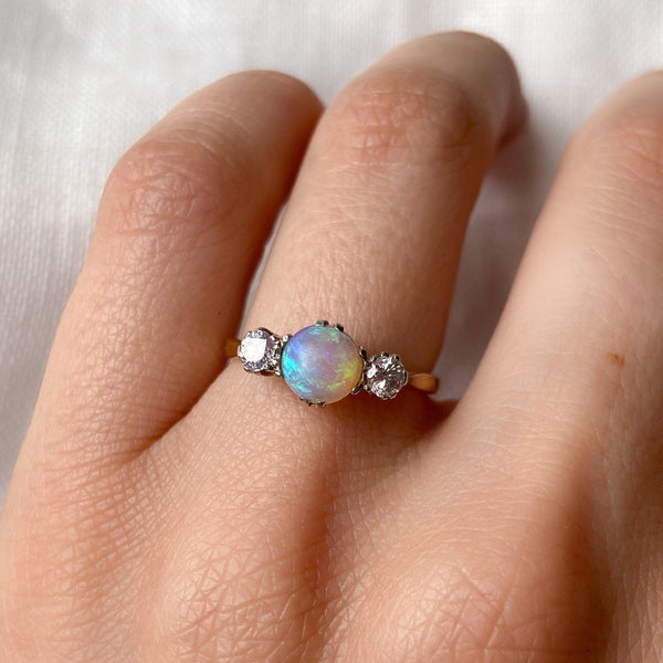 Opal Deco Trilogy Ring