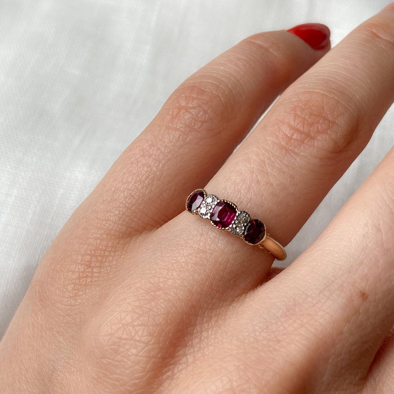 Ruby & Diamond Scroll Ring