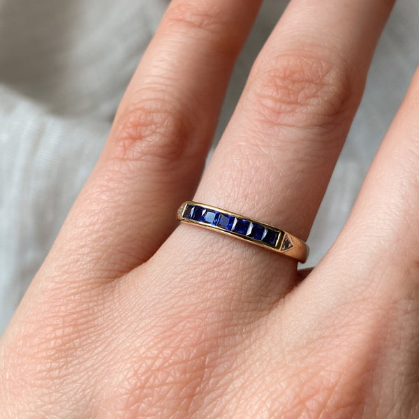 Deco French Cut Sapphire Ring