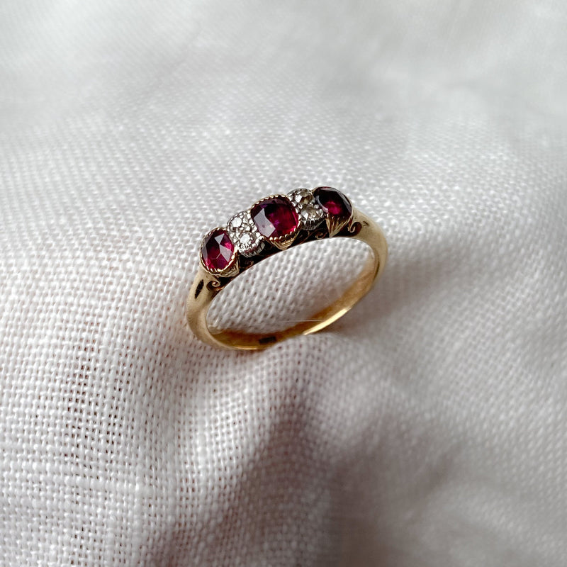 Ruby & Diamond Scroll Ring