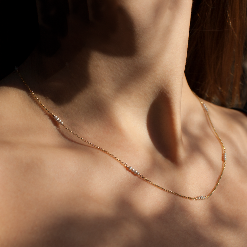 Grey Pearl Grace Necklace - 9ct Gold