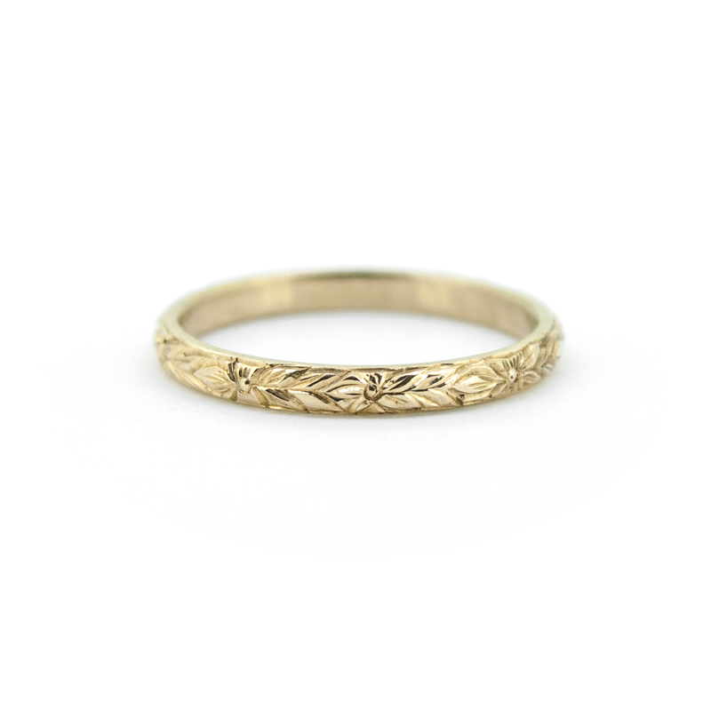 Orange blossom engraved wedding ring online
