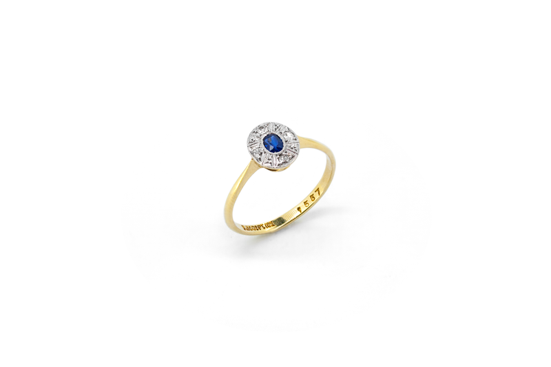 Deco Sapphire Cluster Ring
