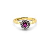 Deco Ruby Diamond Halo Ring