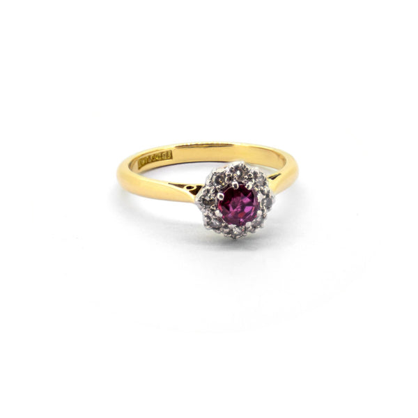 Deco Ruby Diamond Halo Ring