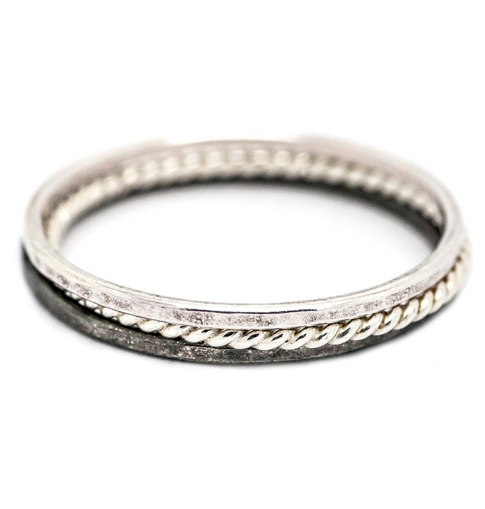 Silver Rope Skinny Stacking Ring
