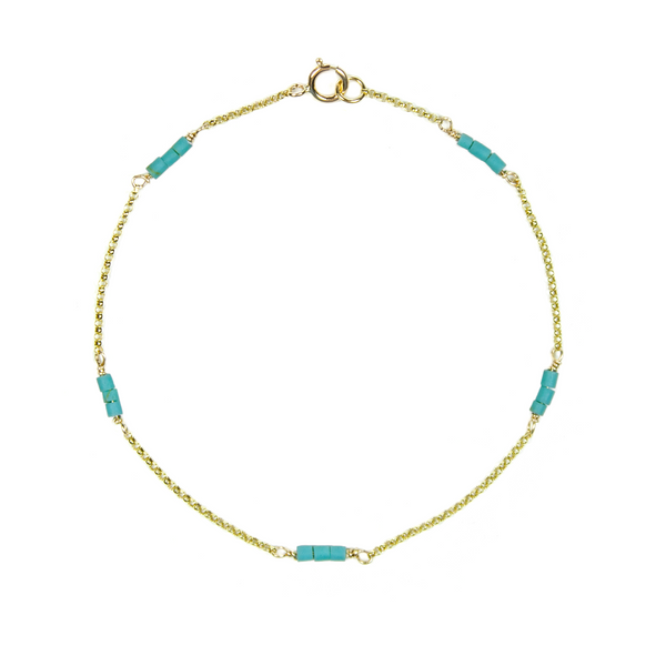 Tubular Turquoise Grace Bracelet - 9ct Gold