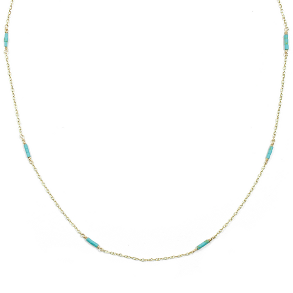 Tubular Turquoise Grace Necklace - 9ct Gold